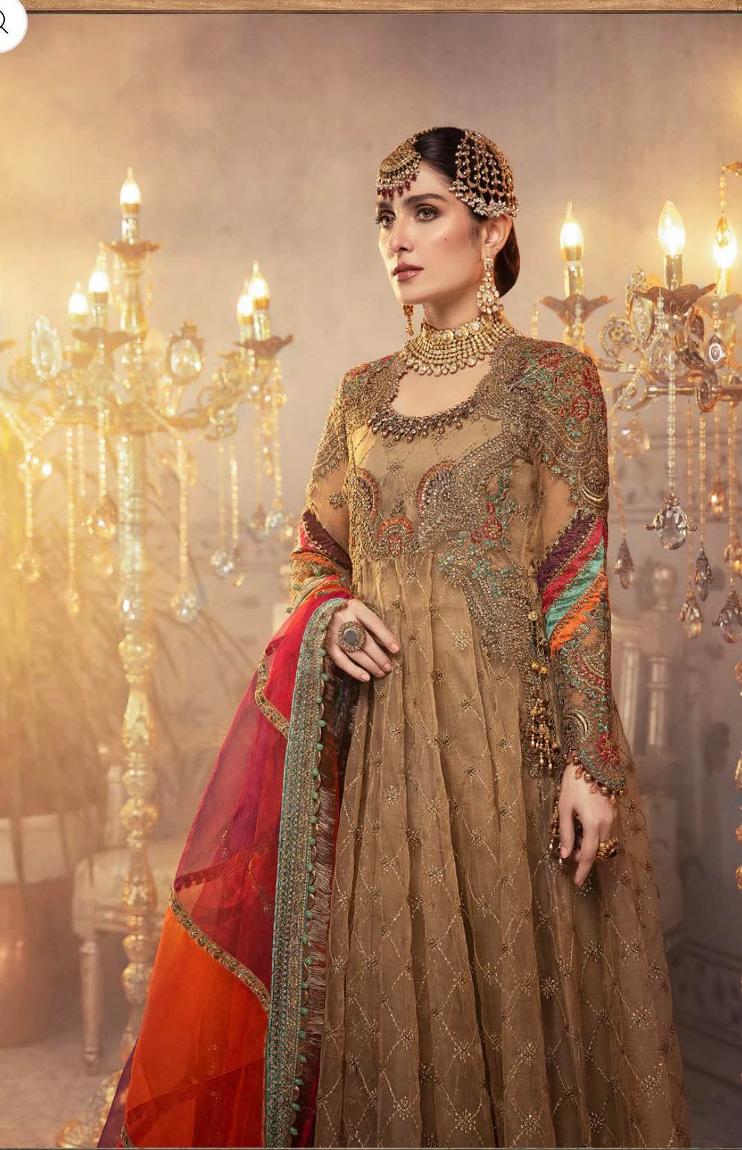 MARIA B VINTAGE GOLD ORGANZA EMBROIDERED