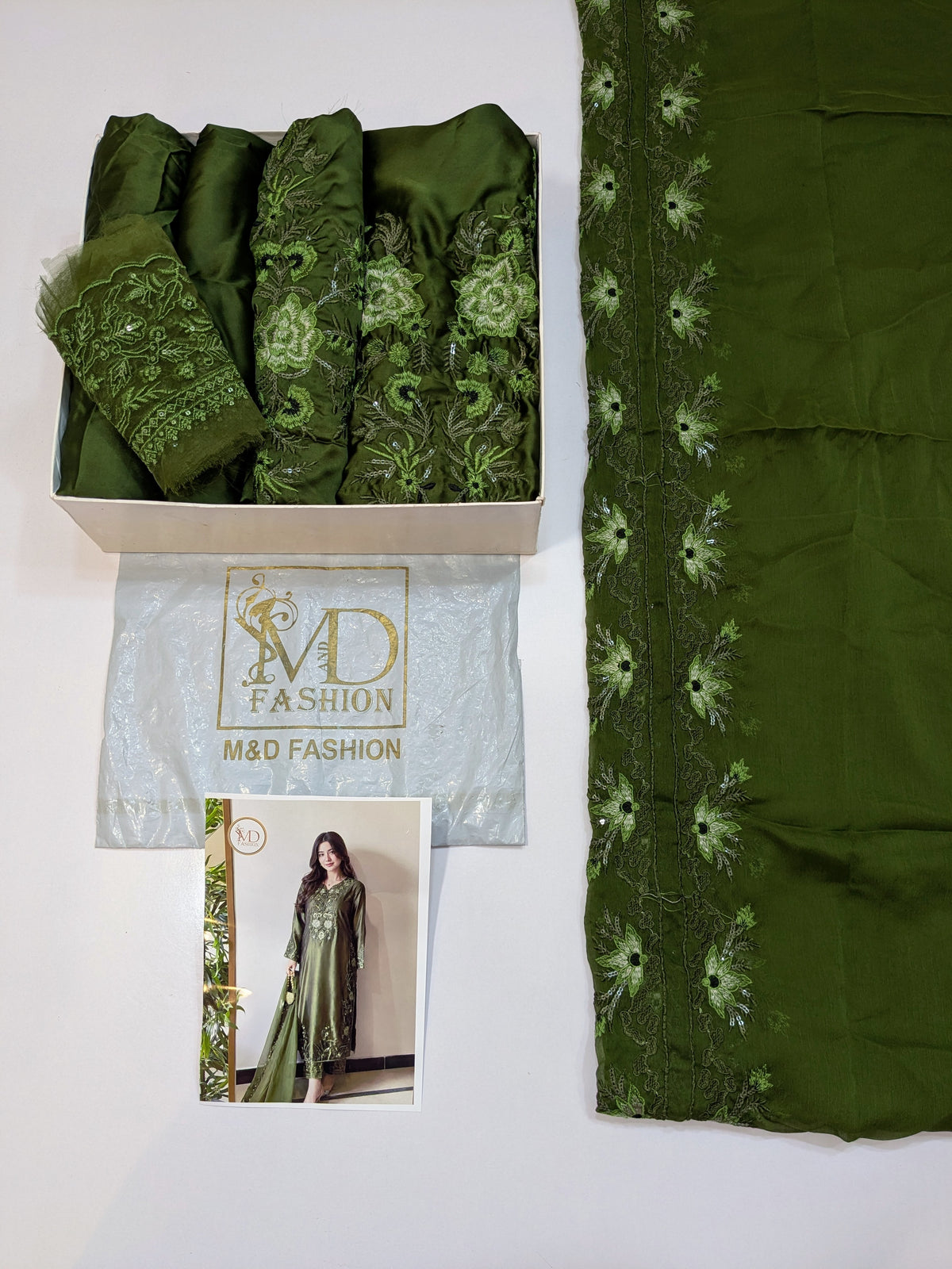 MAHIRA NOOR SILK GREEN EMBROIDERED 3PCS