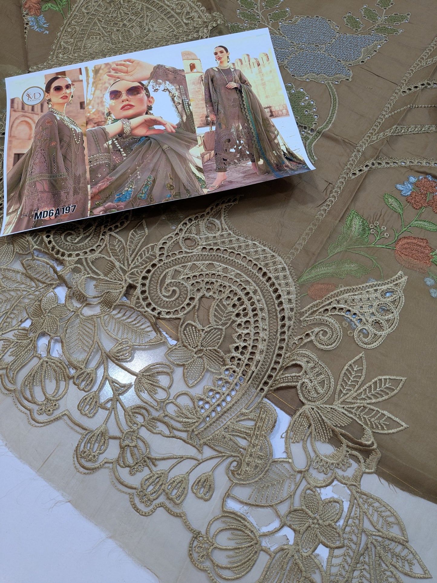 MARIA B BROWN GOLD FOREVER HIT LAWN EMBROIDERED