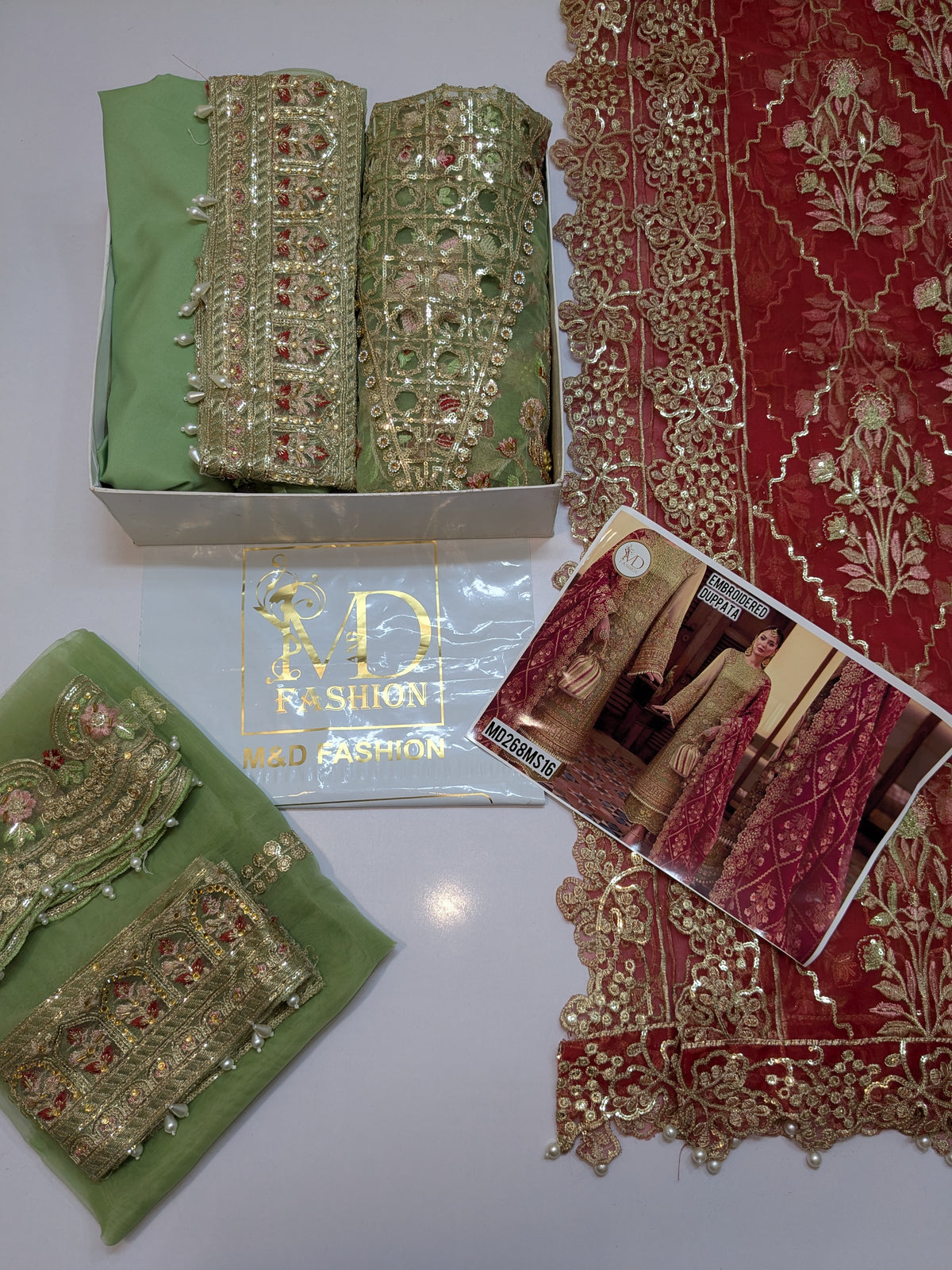 CRIMSON INSPIRED ANECDOTES EMBROIDERY DUPPATA