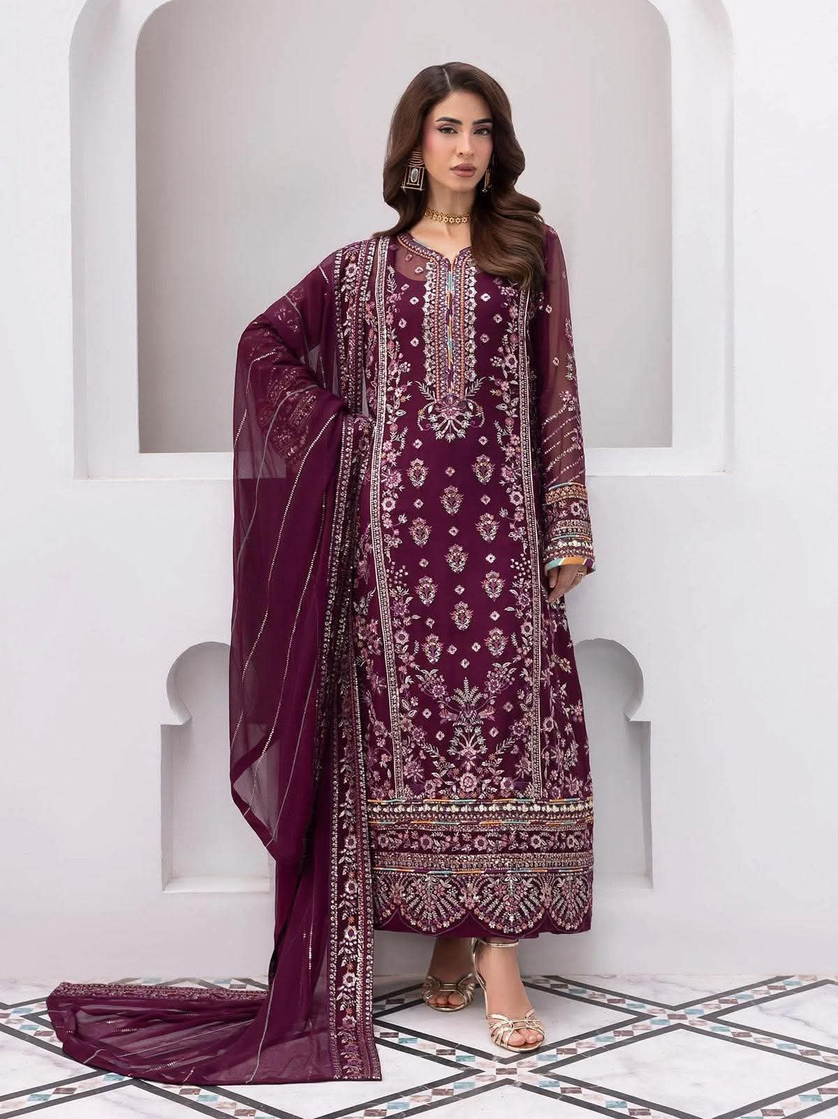 GULAAL INSPIRED CHIFFON HAND EMBELLISHED DRESS