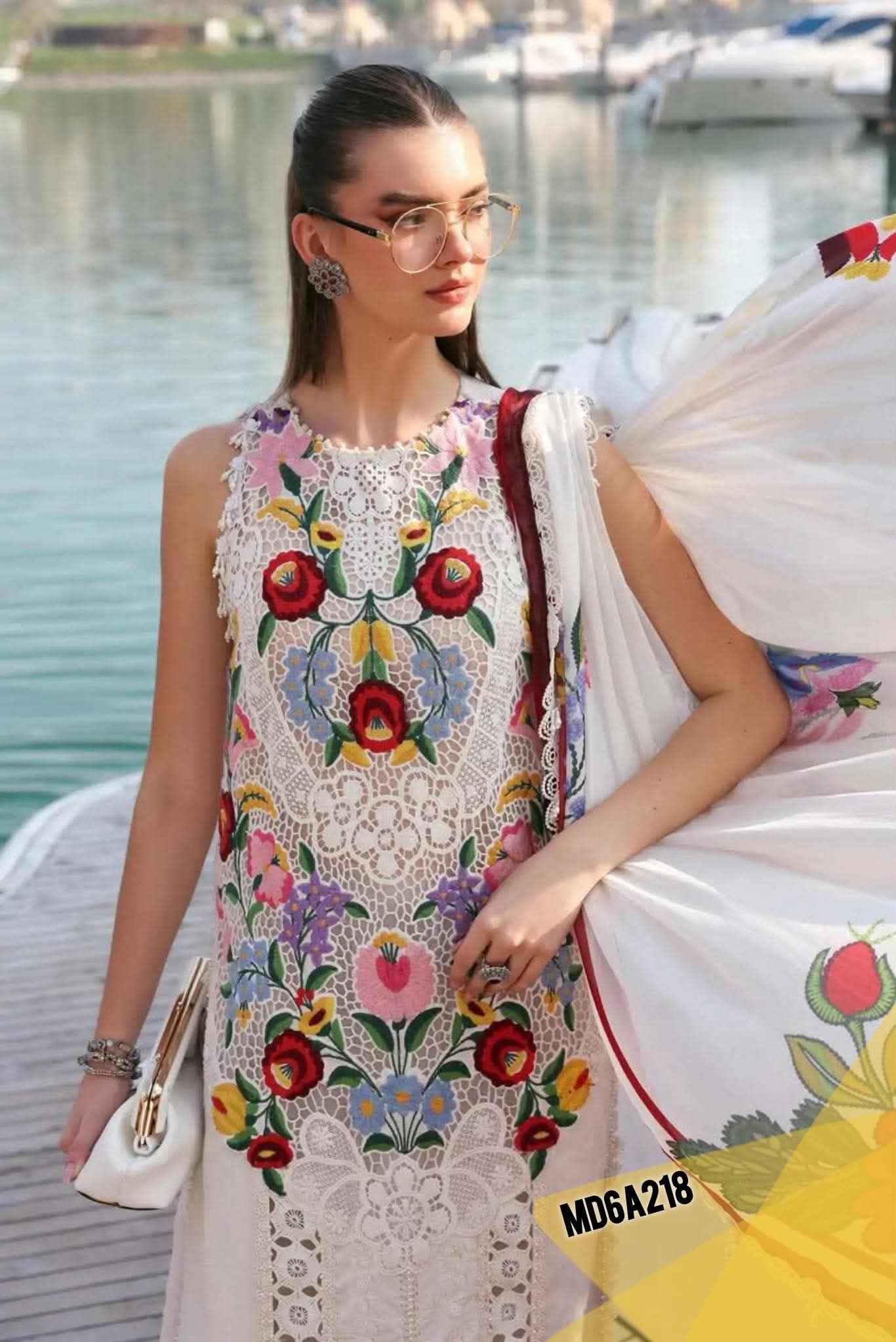 MARIA B LAWN Embroidered WHITE 10A