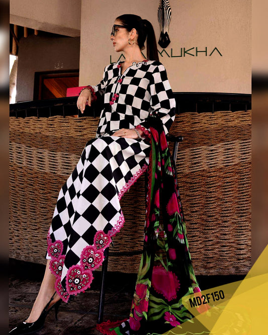 MARIA B BLACK WHITE 6B MPRINT LAWN