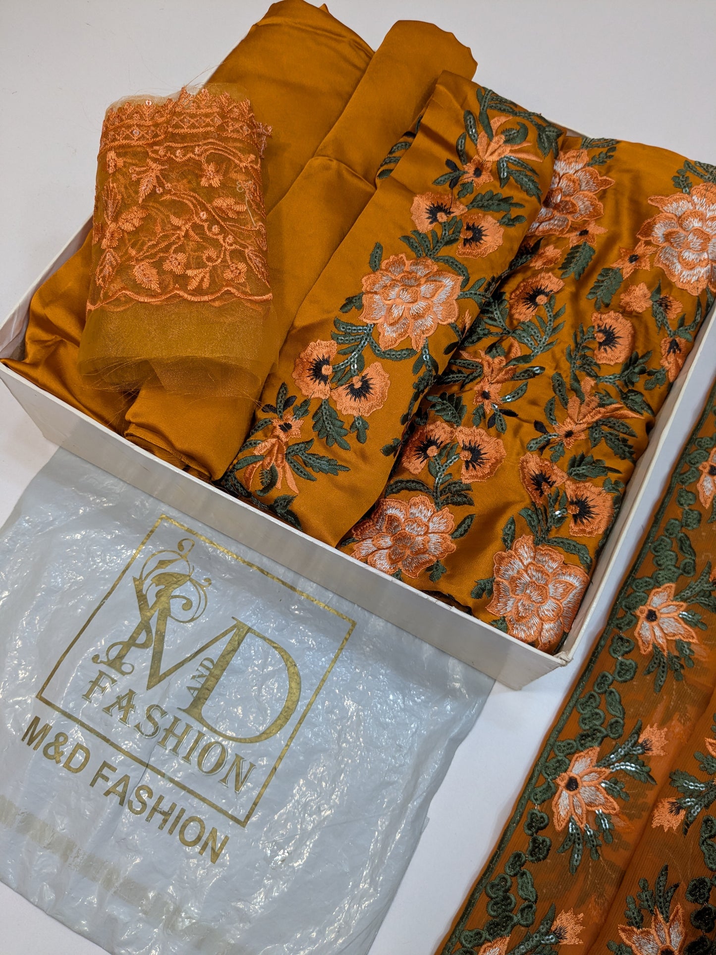 MAHIRA NOOR SILK RUST EMBROIDERED 3PCS