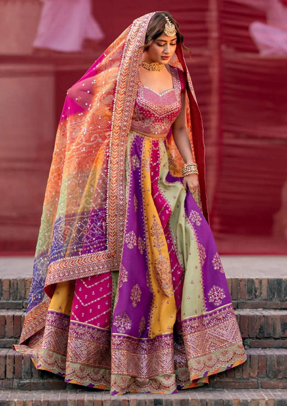 BIN ILYAS SAJJAL MULTI EMBROIDERED MAXI LAHENGA