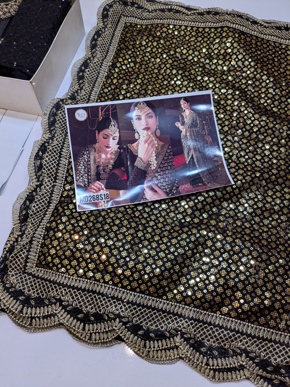 EMAN ADEEL BLACK GOLD NET SAREE