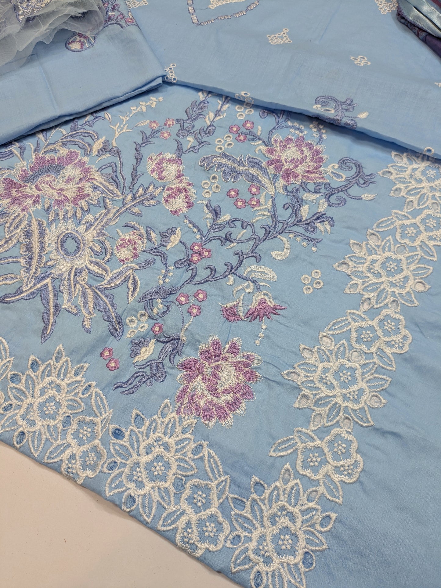 MUSHQ PERIWINKLE LUXURIOUS EMBROIDERED LAWN