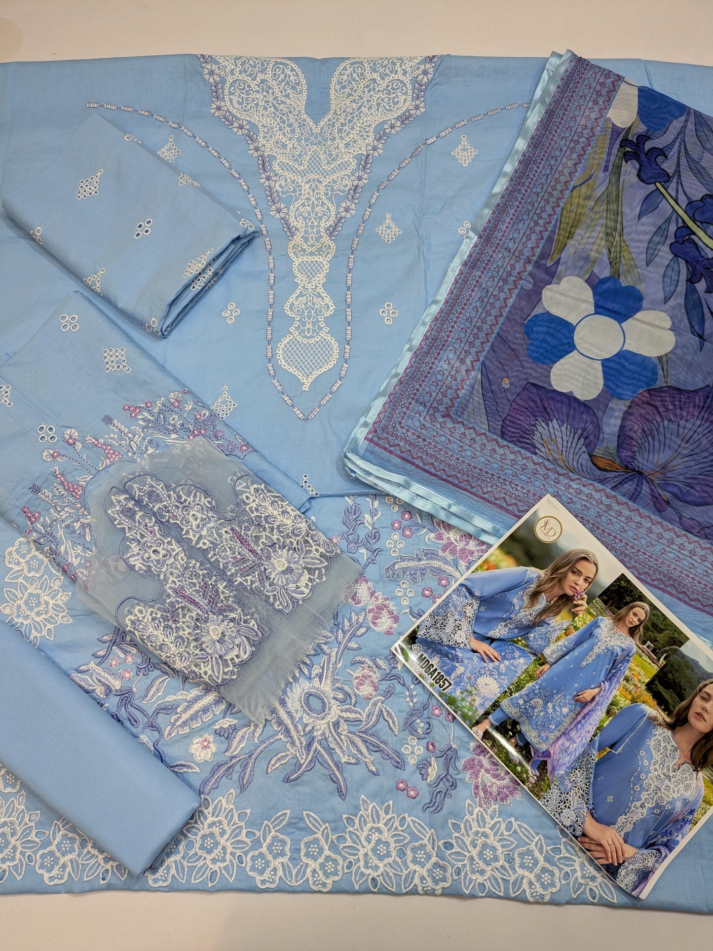 MUSHQ PERIWINKLE LUXURIOUS EMBROIDERED LAWN