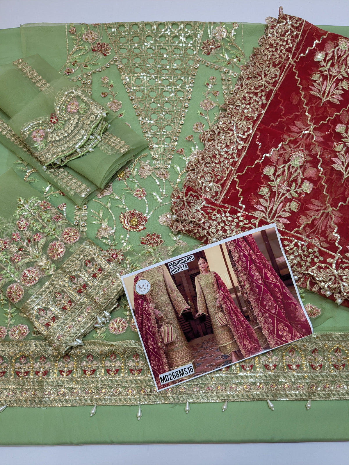 CRIMSON INSPIRED ANECDOTES EMBROIDERY DUPPATA