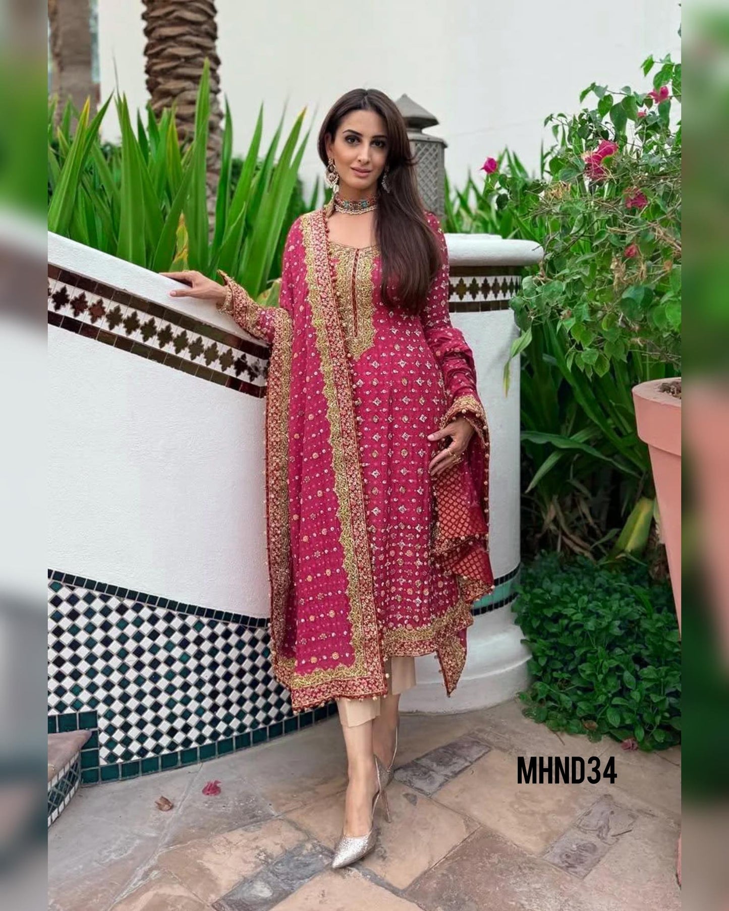 KANWAL MALIK CHIFFON EMBROIDERED DRESS