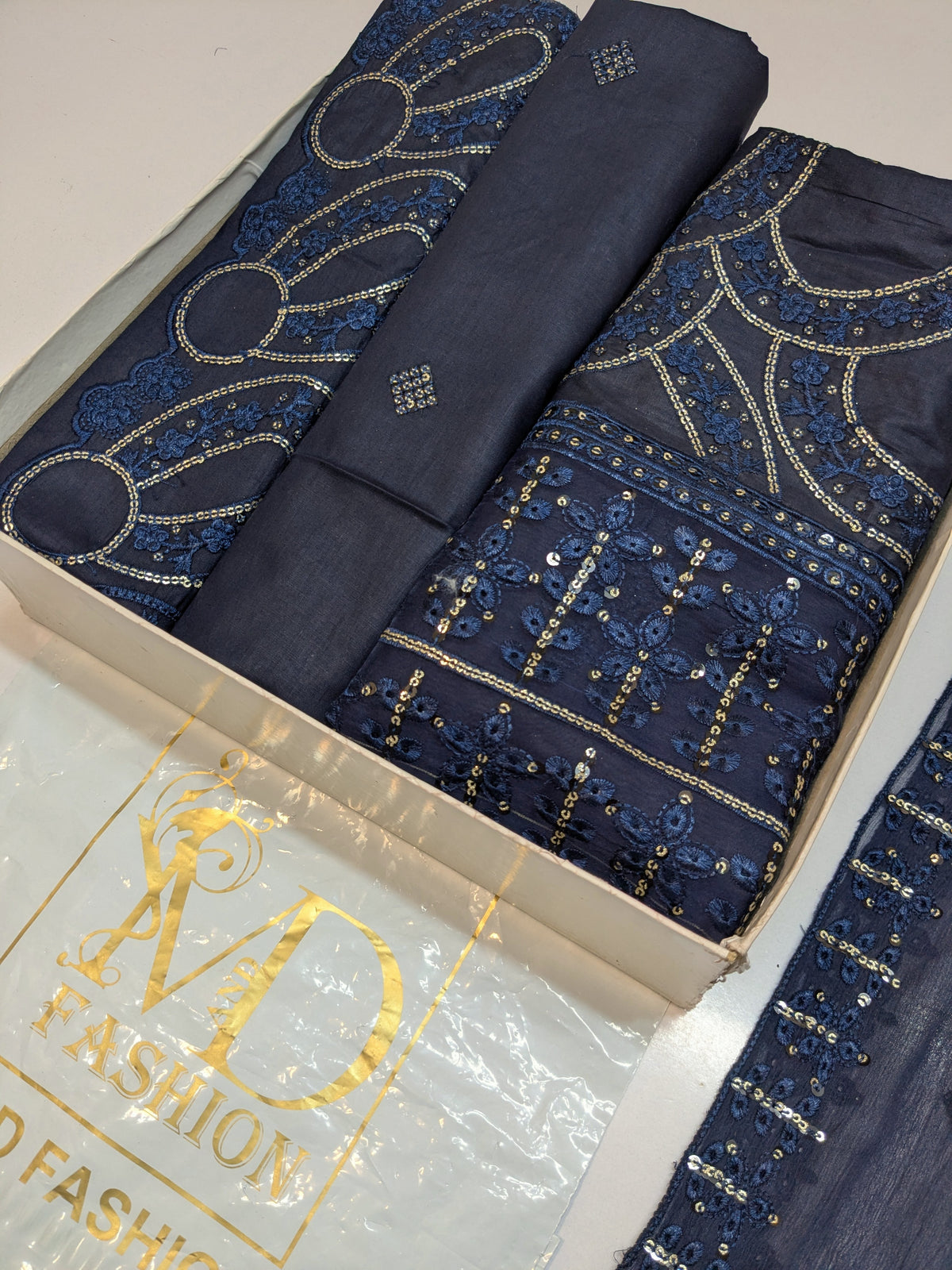 TIMELESS 15 INK BLUE LAWN COTTON WITH CHIFFON DUPPATA