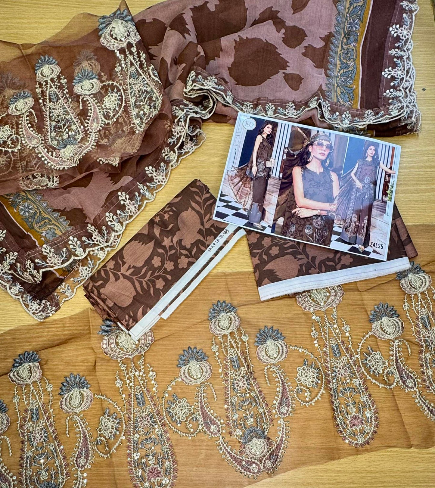 MARIA B LAWN 4A BROWN READY DUPPATA