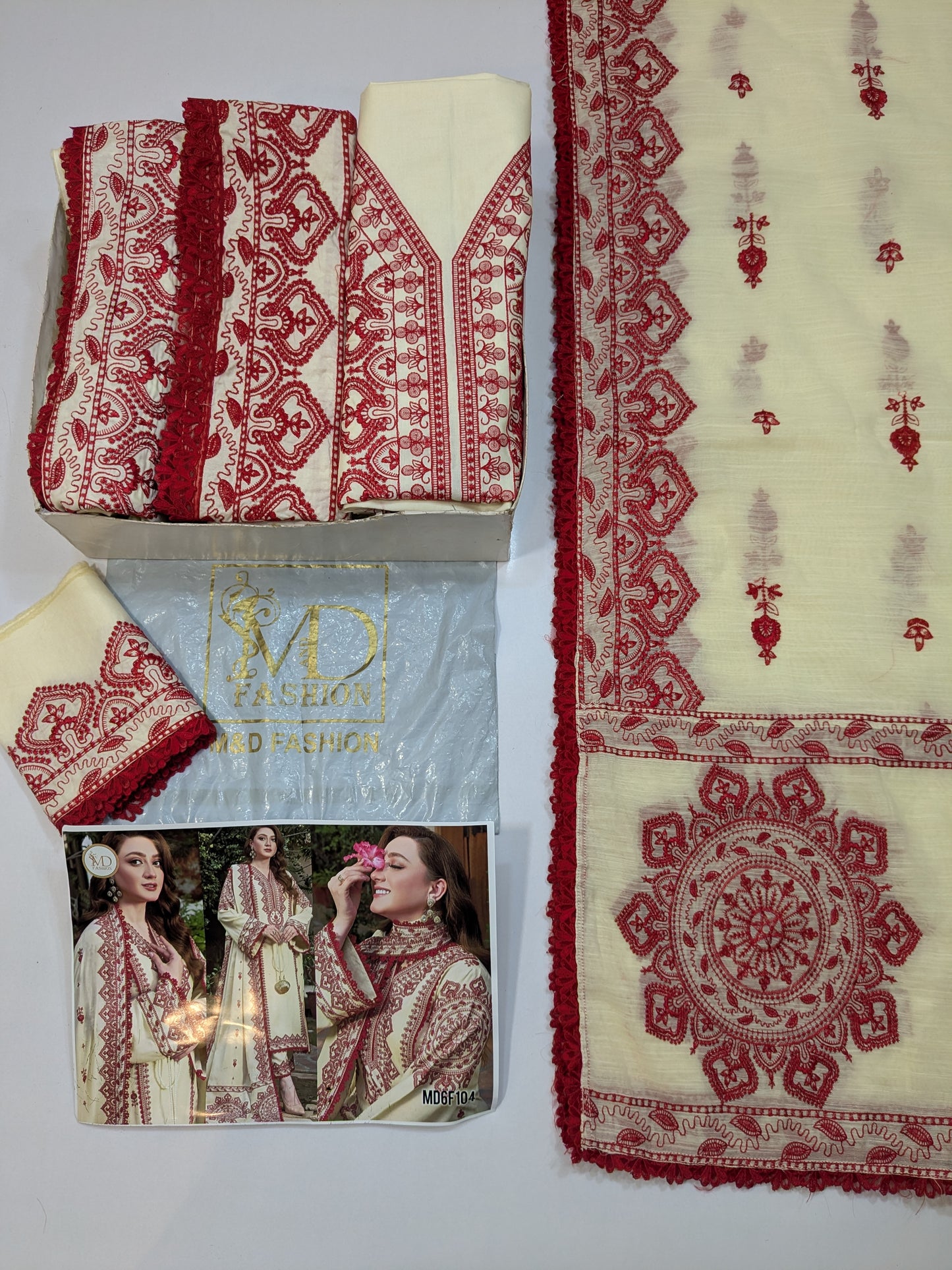 ANEELA RUBY CREAM LUXURIOUS LAWN