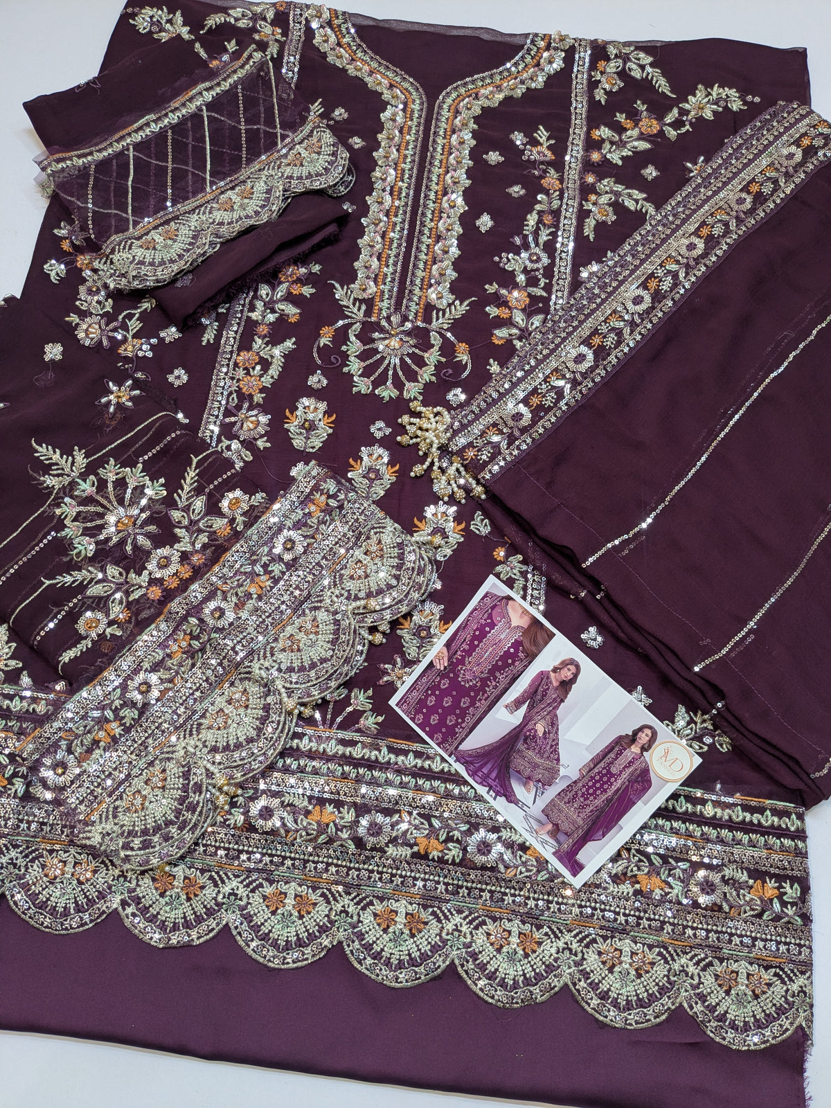 GULAAL INSPIRED CHIFFON HAND EMBELLISHED DRESS