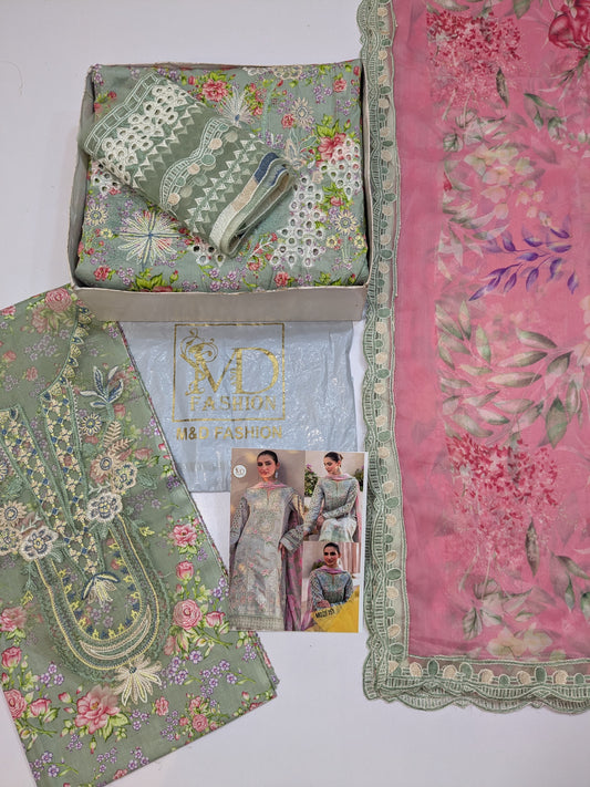 IZNIK LAWN EMBROIDERED WITH READY DUPPATA