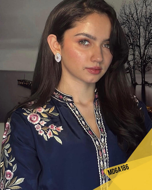 AINA ASIF BLUE INSPIRED SILK 3 PIECE DRESS