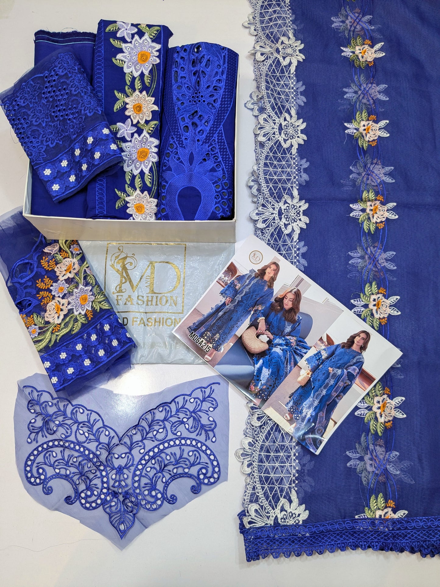 PARISHAY BLUE CHIKENKARI LAWN EMBROIDERED