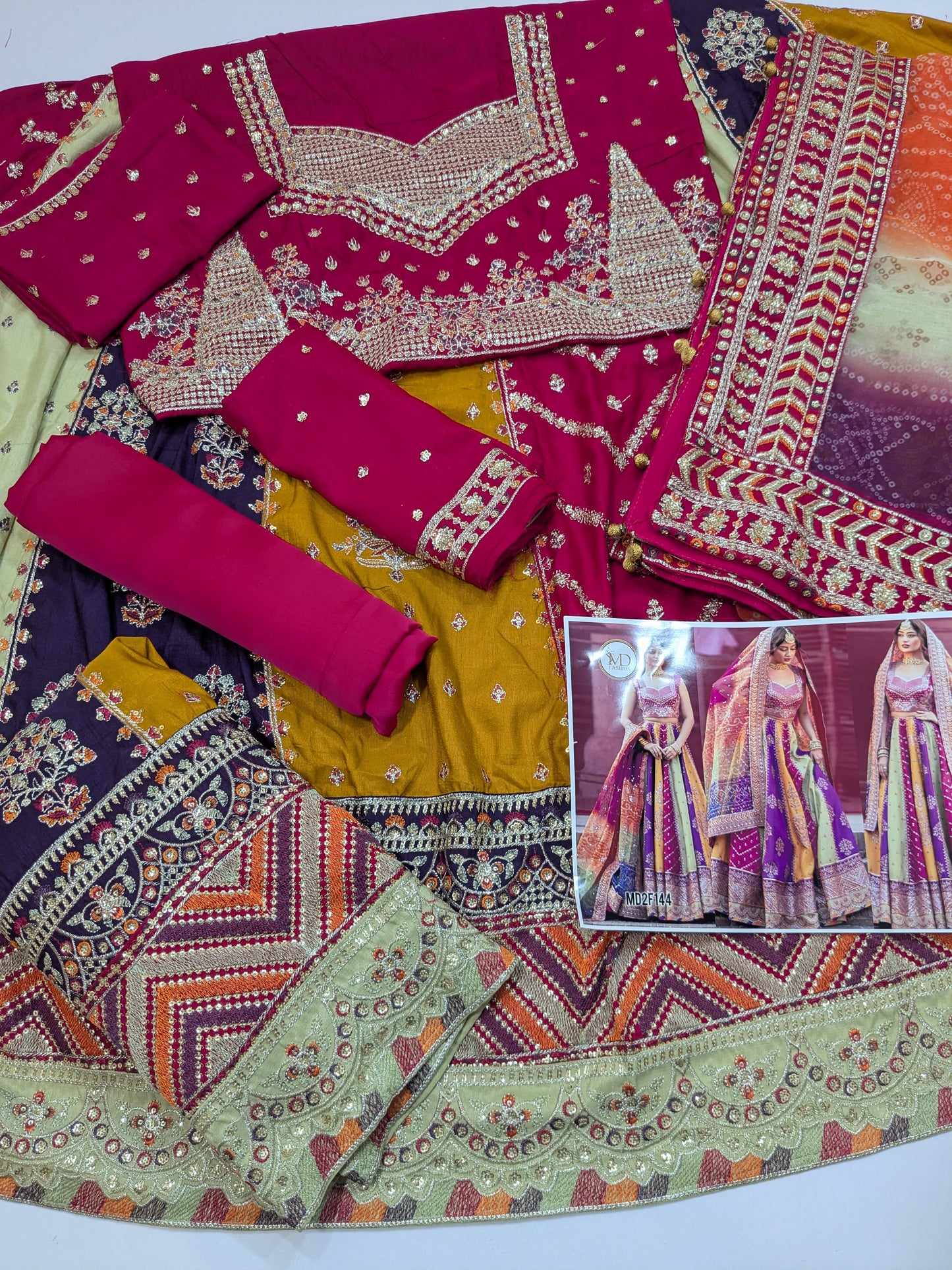 BIN ILYAS SAJJAL MULTI EMBROIDERED MAXI LAHENGA