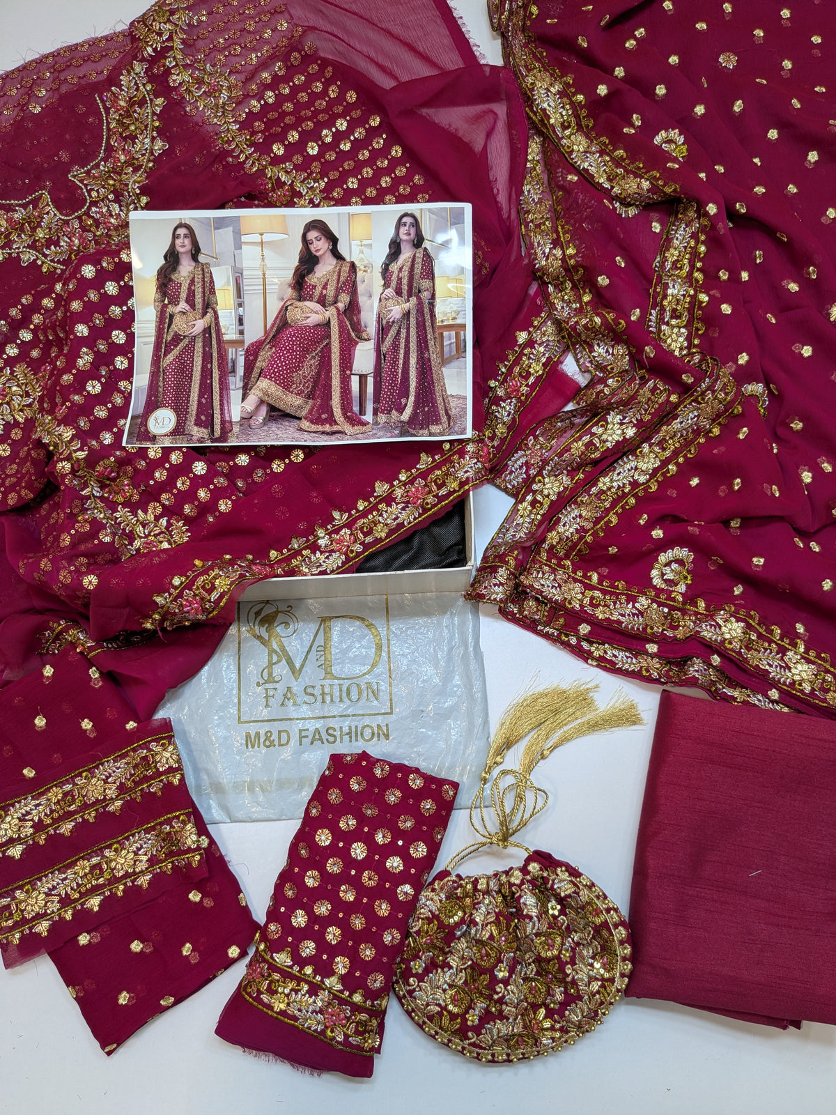Haris Shakeel Inspired Shocking Pink Bridal Chiffon