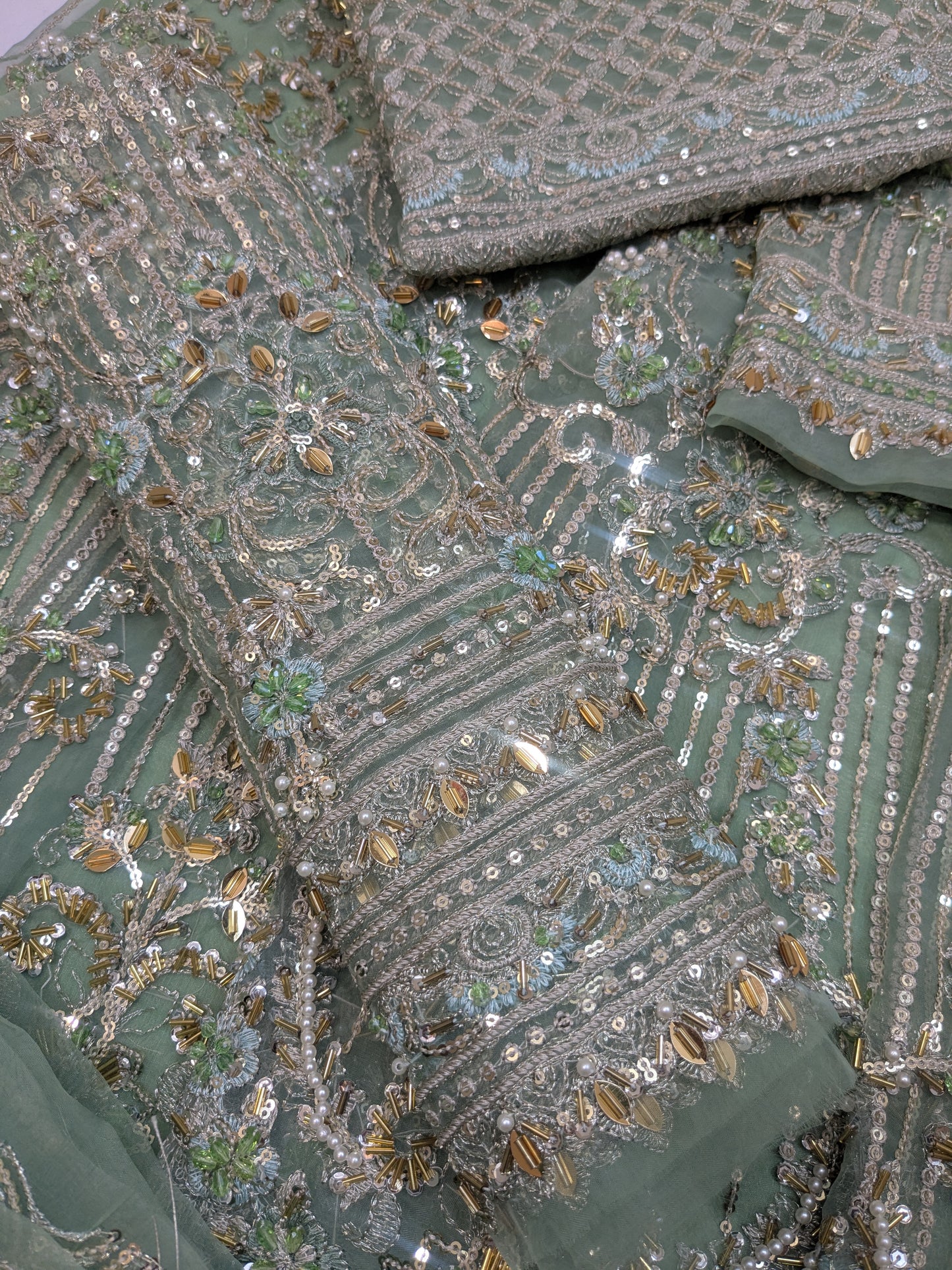 ELAF SAGE FULL EMBELLISHED MAXI LAHENGA