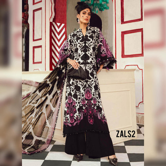 MARIA B LAWN 4B BLACK WHITE READY DUPPATA