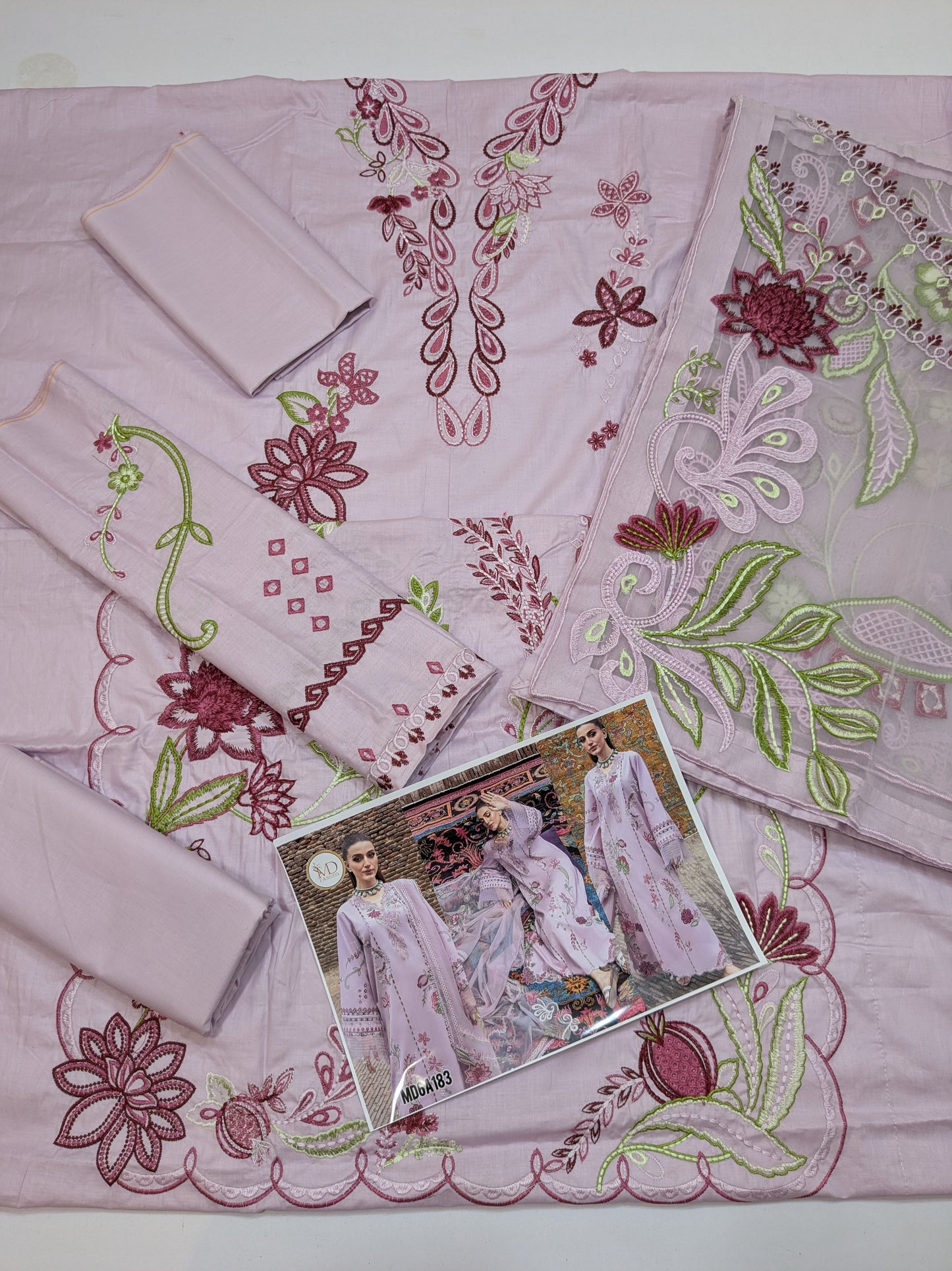 CRIMSON TASAWAR MIRROR GARDEN LAWN EMBROIDERED