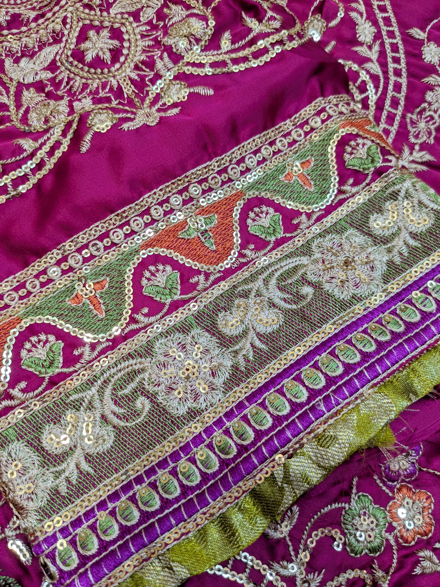 ANEELA SABOOR CHARMEUSE SILK EMBROIDERED DRESS