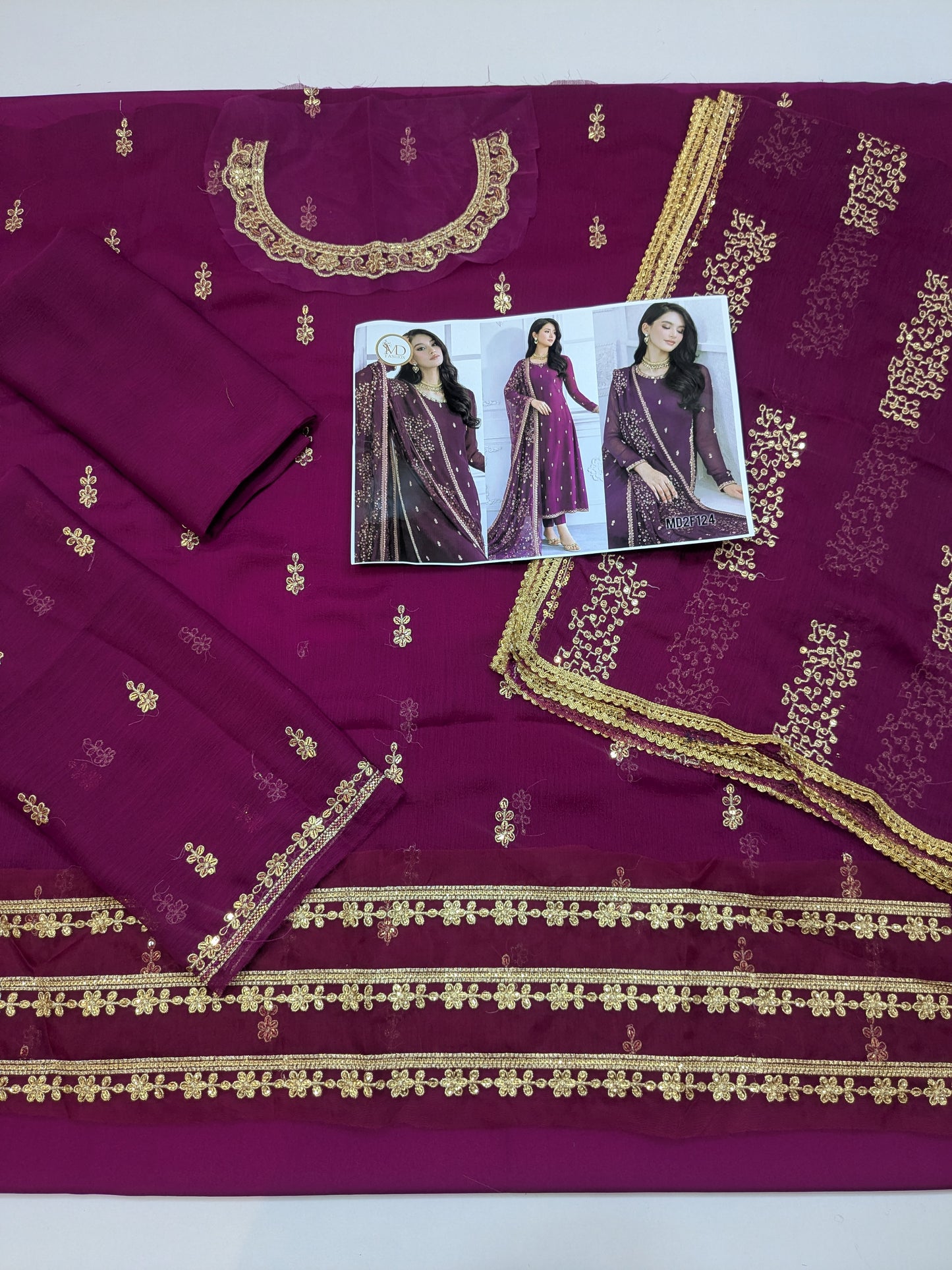 KHIMKHUAB PURPLE CHIFFON EMBROIDERED