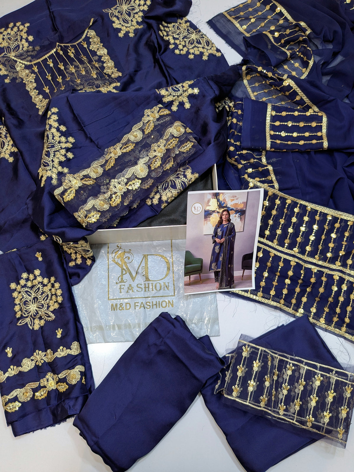 MAHIRA SILK EMBROIDERED BLUE FORMAL