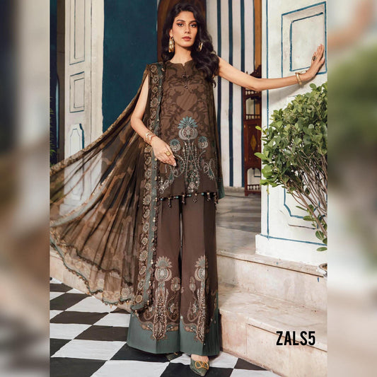 MARIA B LAWN 4A BROWN READY DUPPATA