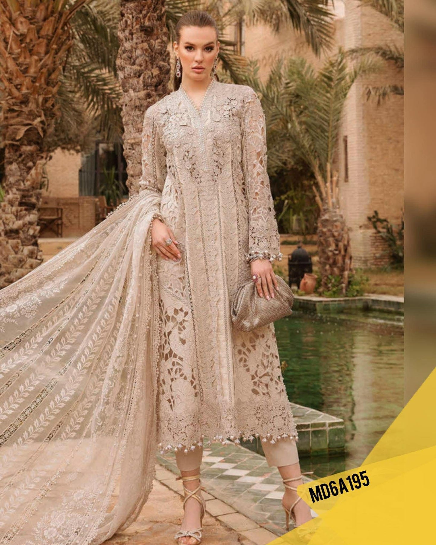 MARIA B 3D SKIN FAWN LUXURIOUS LAWN