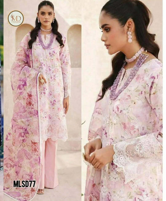 MOTIF CHIKENKARI WITH SOFT PRINTED LAWN 3ps