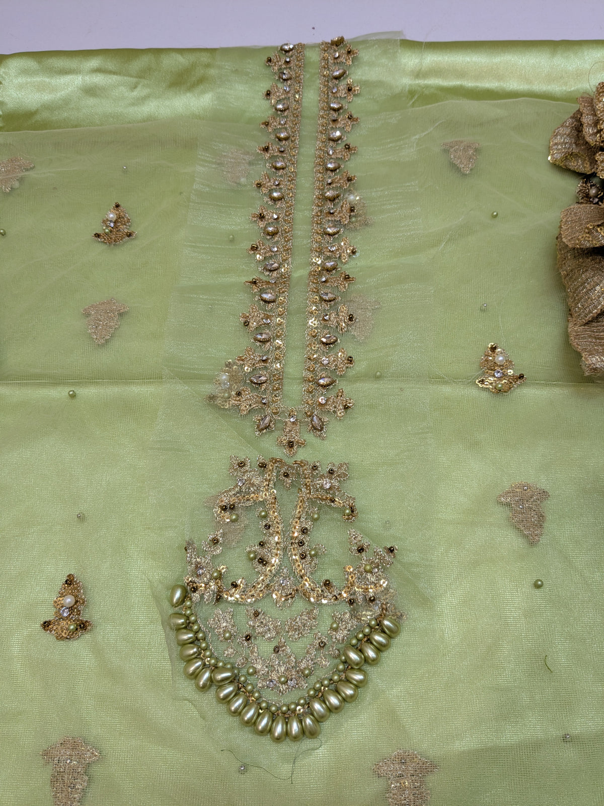 MARIA B INSPIRED CORAL IN SEA GREEN GHARARA