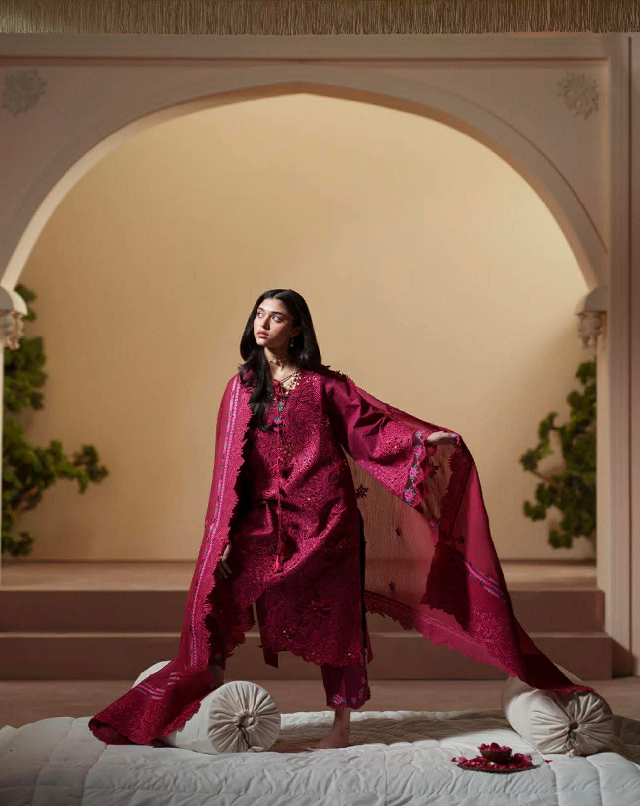 BIN ILYAS DEEP BURGUNDY MAROON LUXURIOUS LAWN