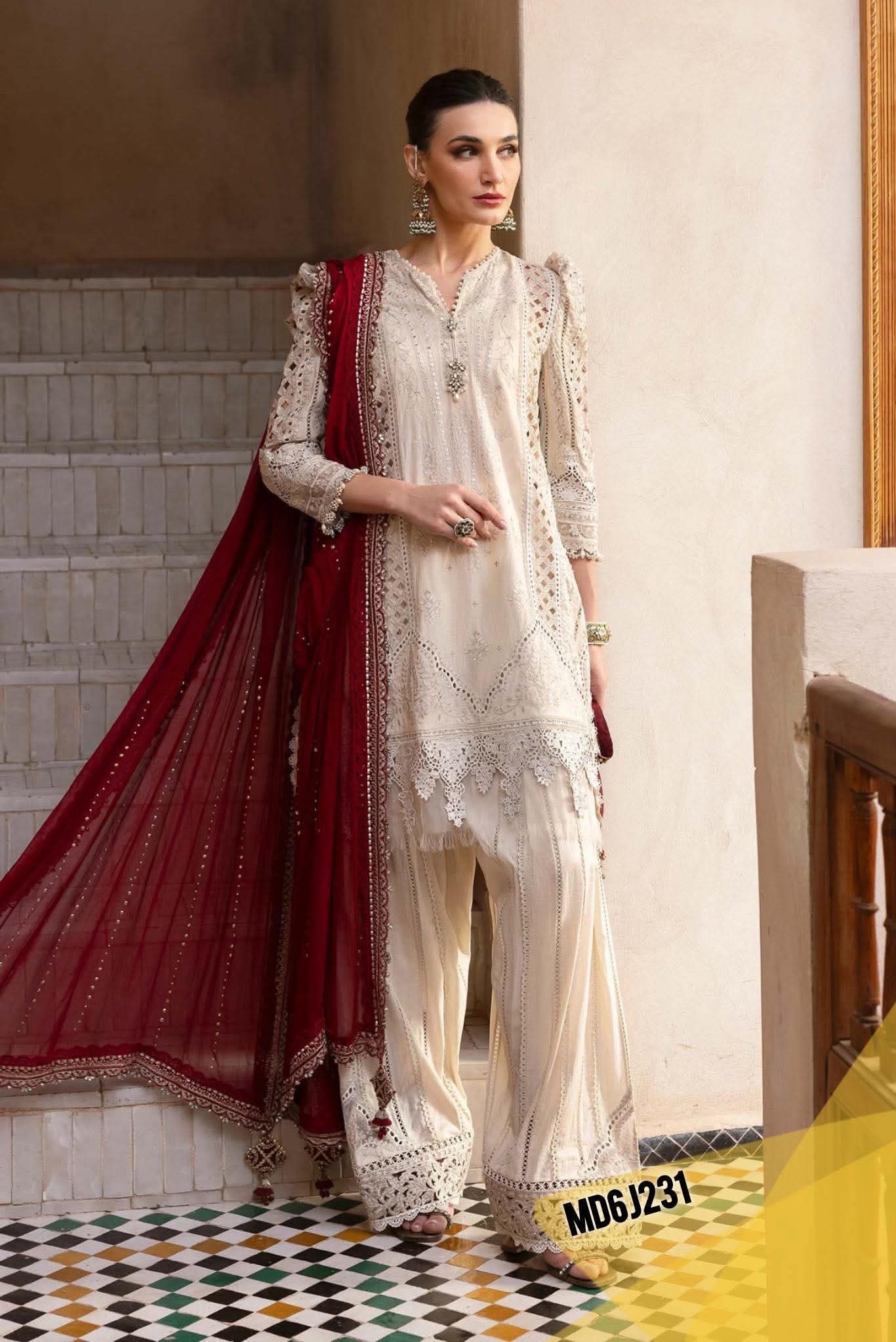Maria b skin with maroon chikenkari lawn
