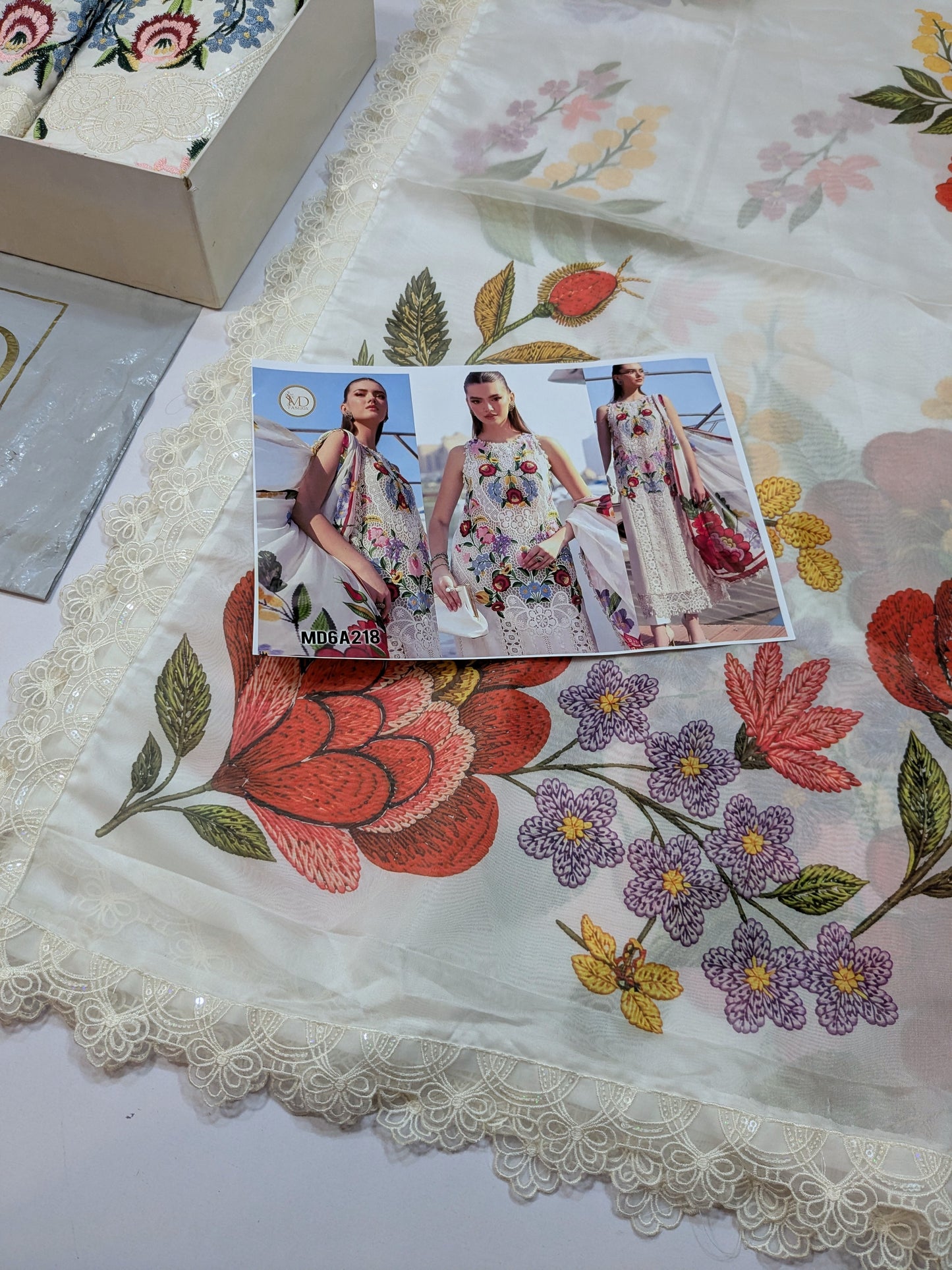 MARIA B LAWN Embroidered WHITE 10A