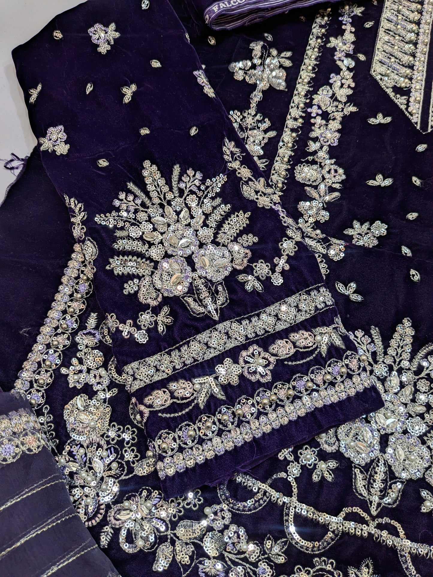 ANEELA SUMBUL PURPLE VELVET 3PC UNSTICH