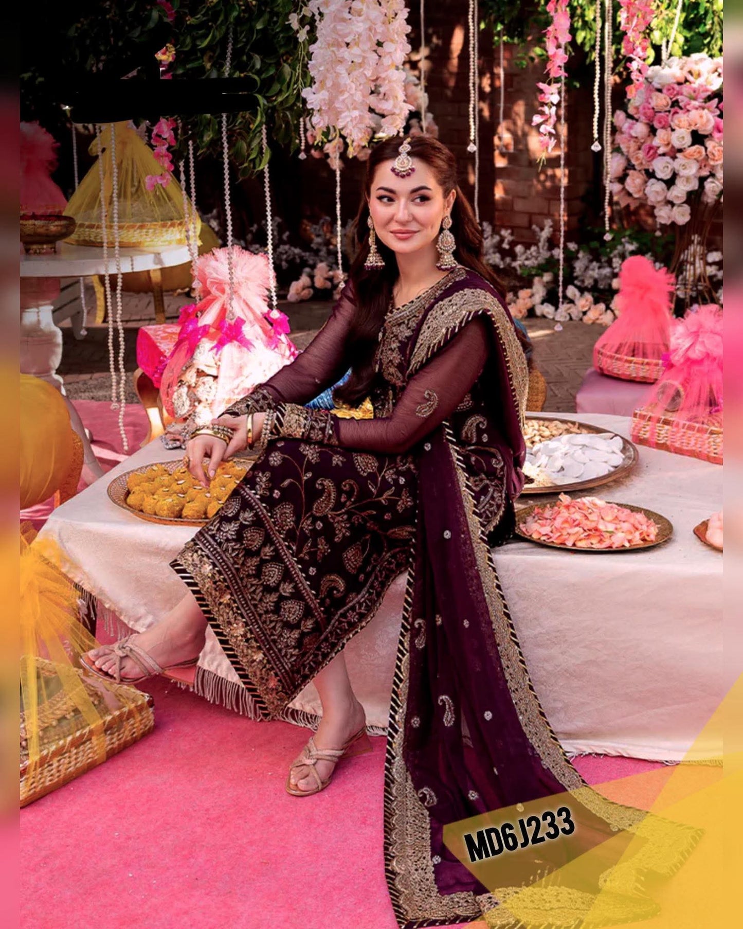 ASIM JOFA CHIFFON PURPLE EMBROIDERED HANIA FANCY