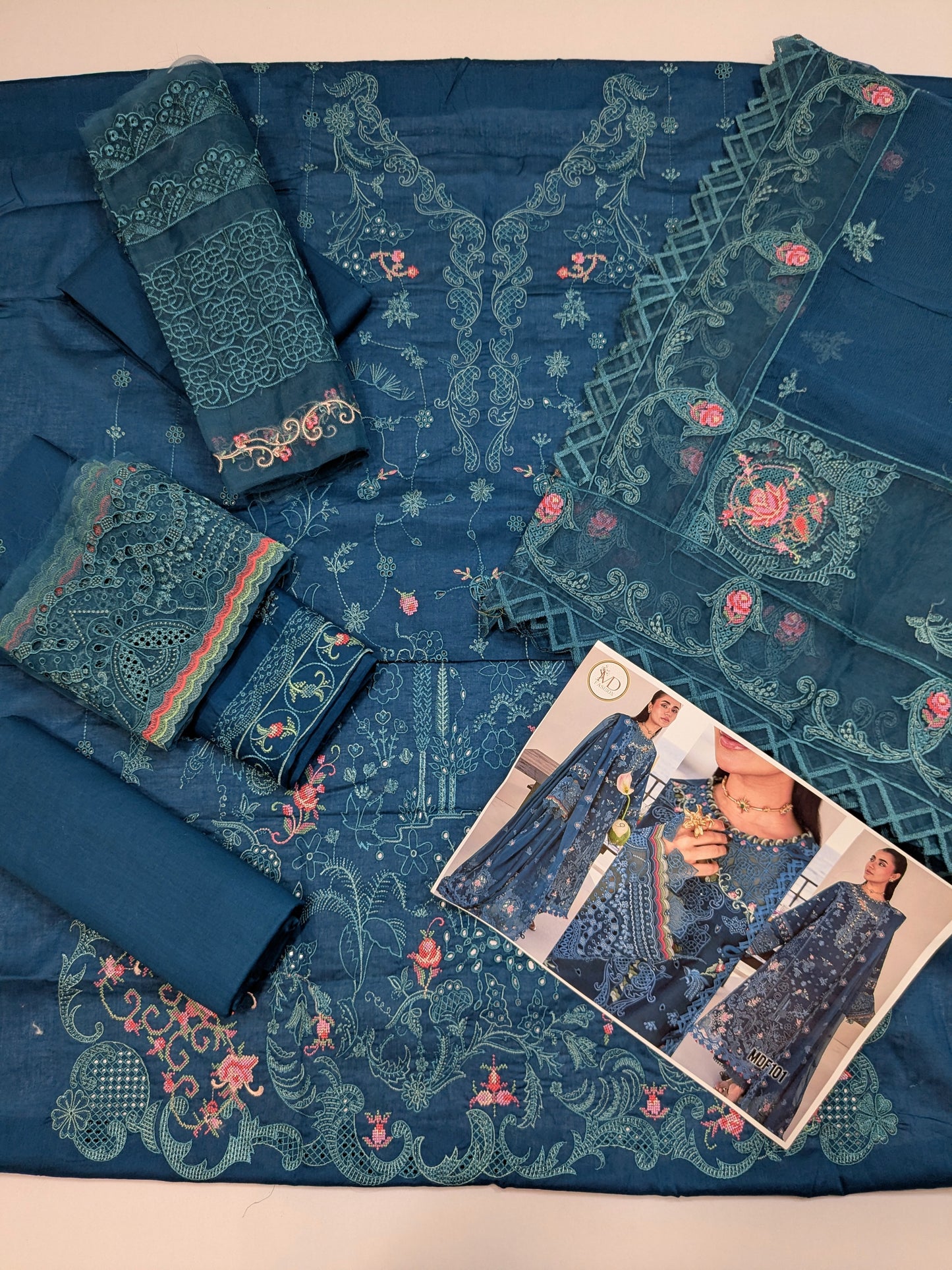 QLAMKAR ZINC BLUE 2026 LUXURIOUS LAWN WITH ATTRACTIVE DUPPATA