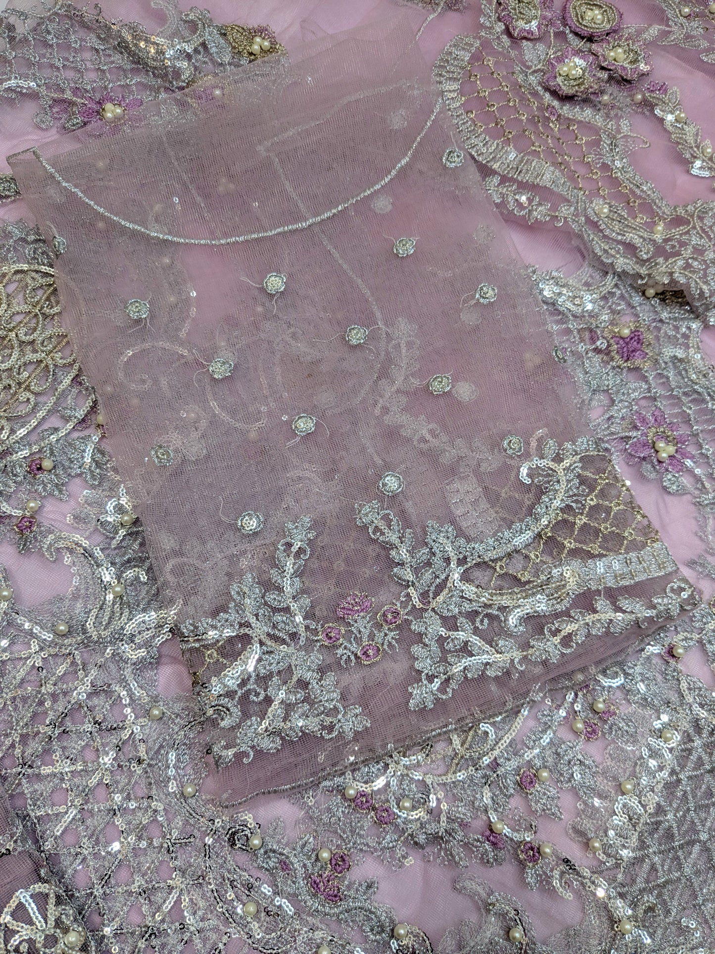 Maria b couture lilac net embroidered maxi