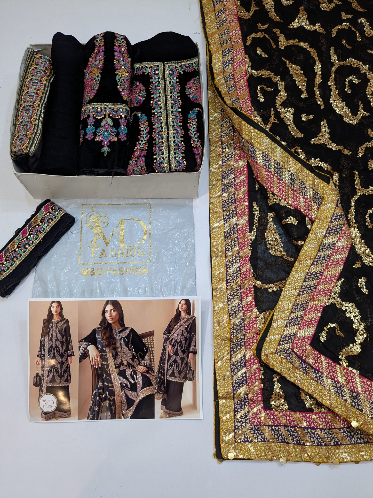 JAZMIN KAIRY MULTI EMBROIDERED VELVET 3PC