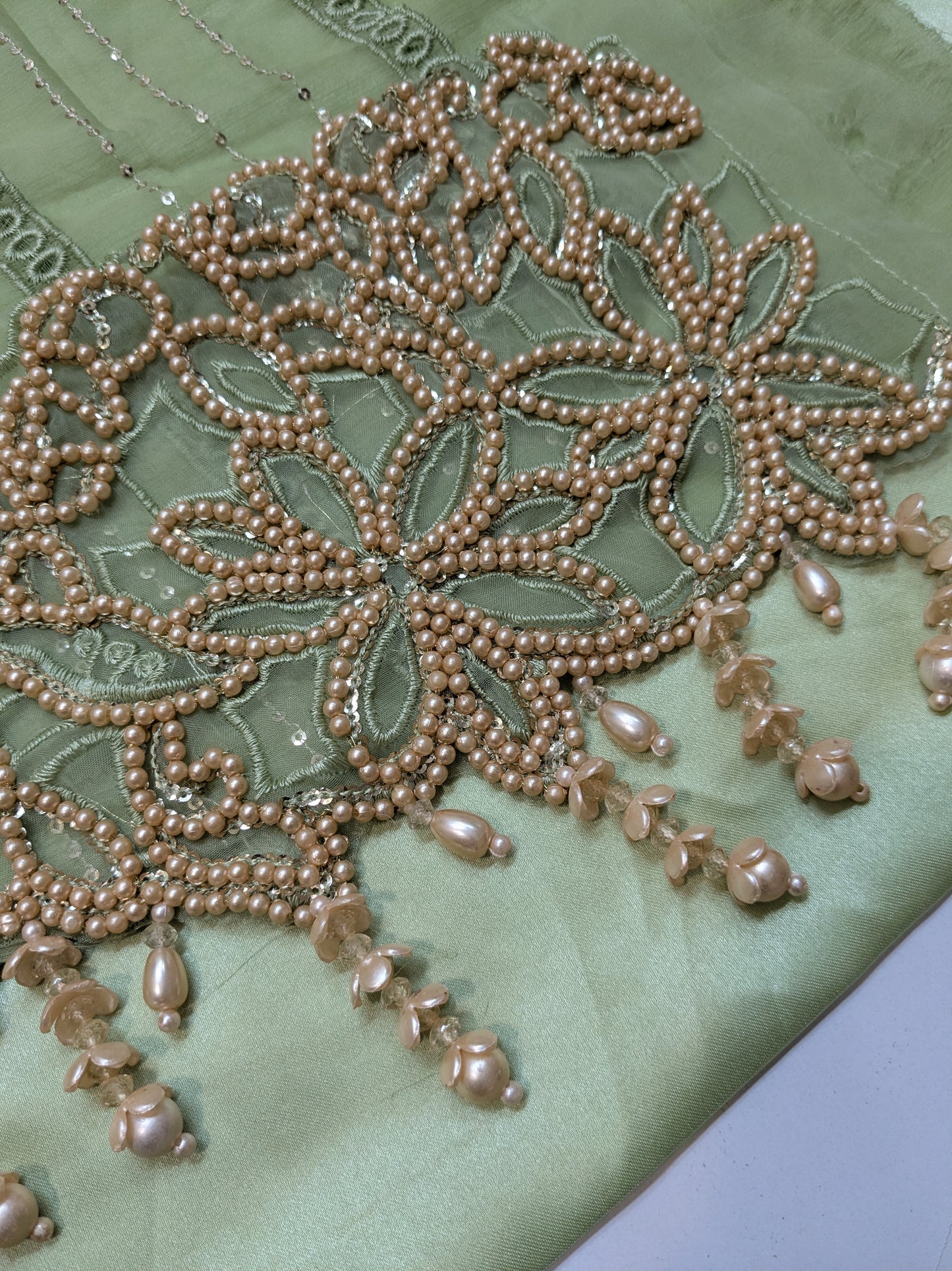 MARIA B INSPIRED DUSTY PISTACHIO CHIFFON TEA AFFAIR