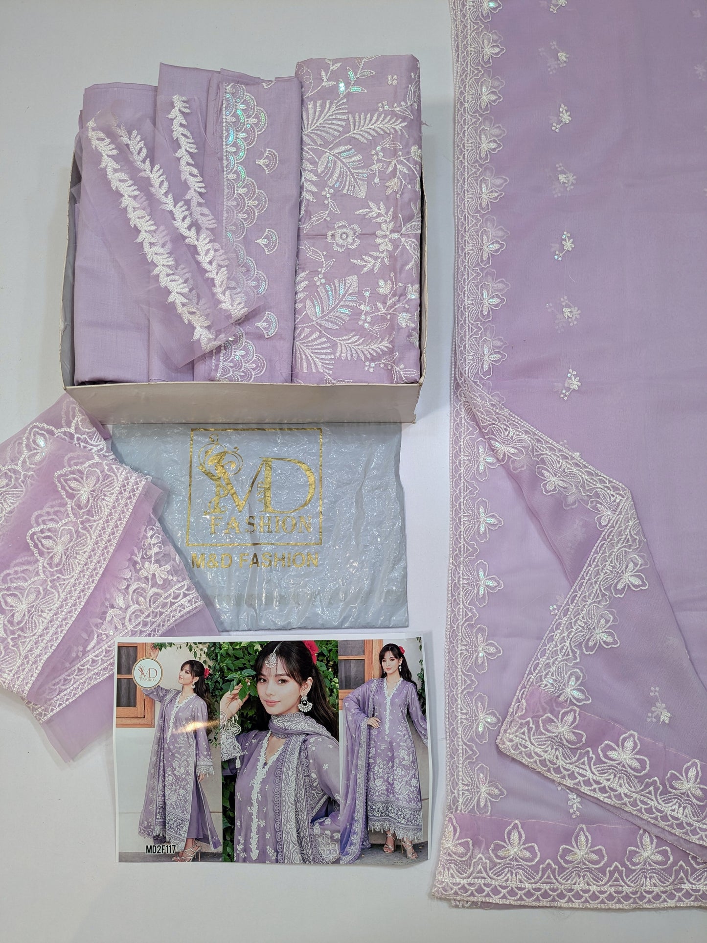 MAHIRA LUXURY LAWN LILAC WITH WHITE EMBROIDERY