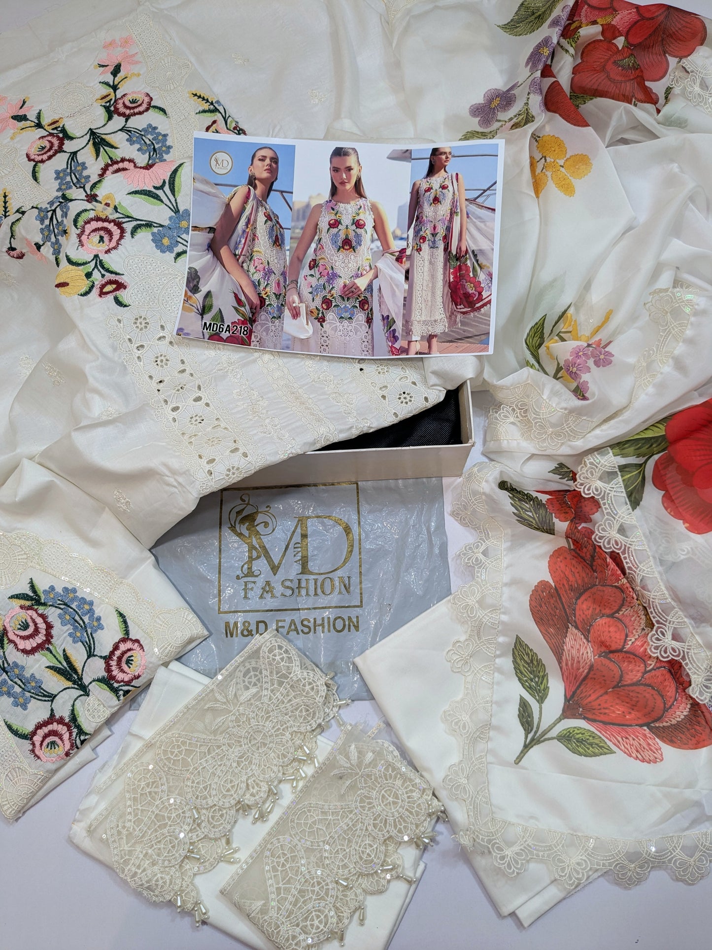 MARIA B LAWN Embroidered WHITE 10A