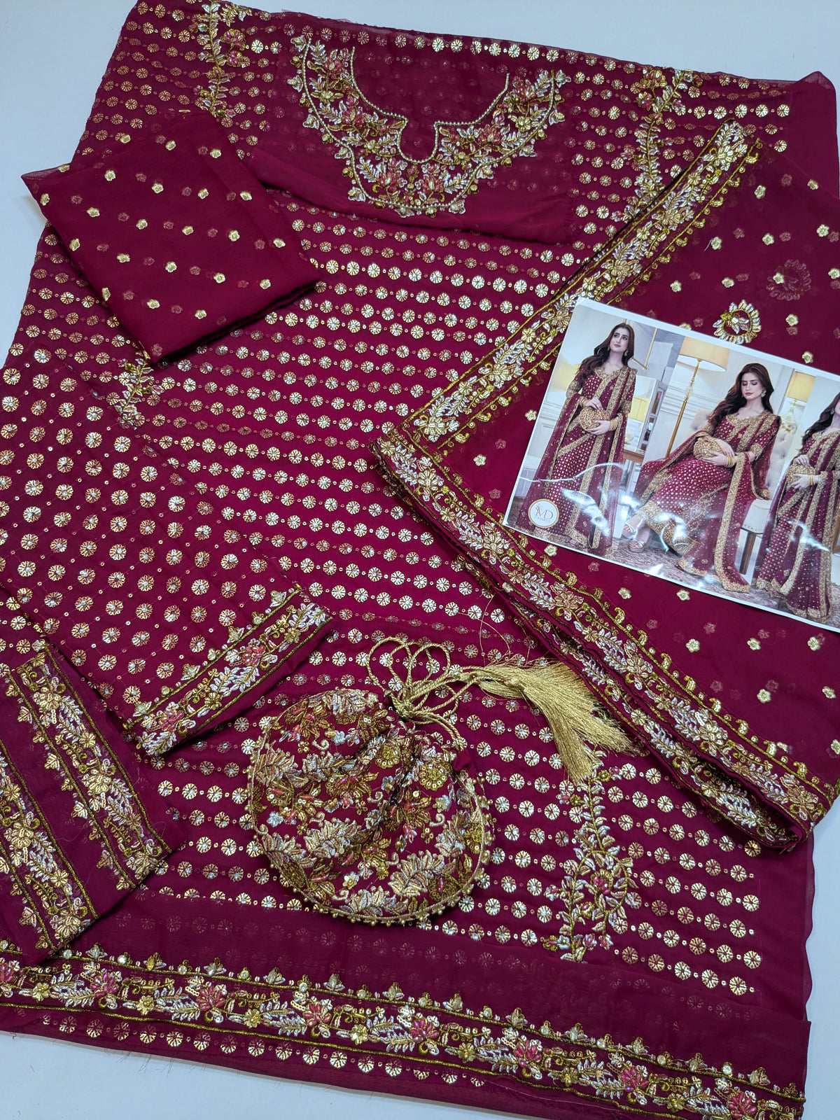 Haris Shakeel Inspired Shocking Pink Bridal Chiffon