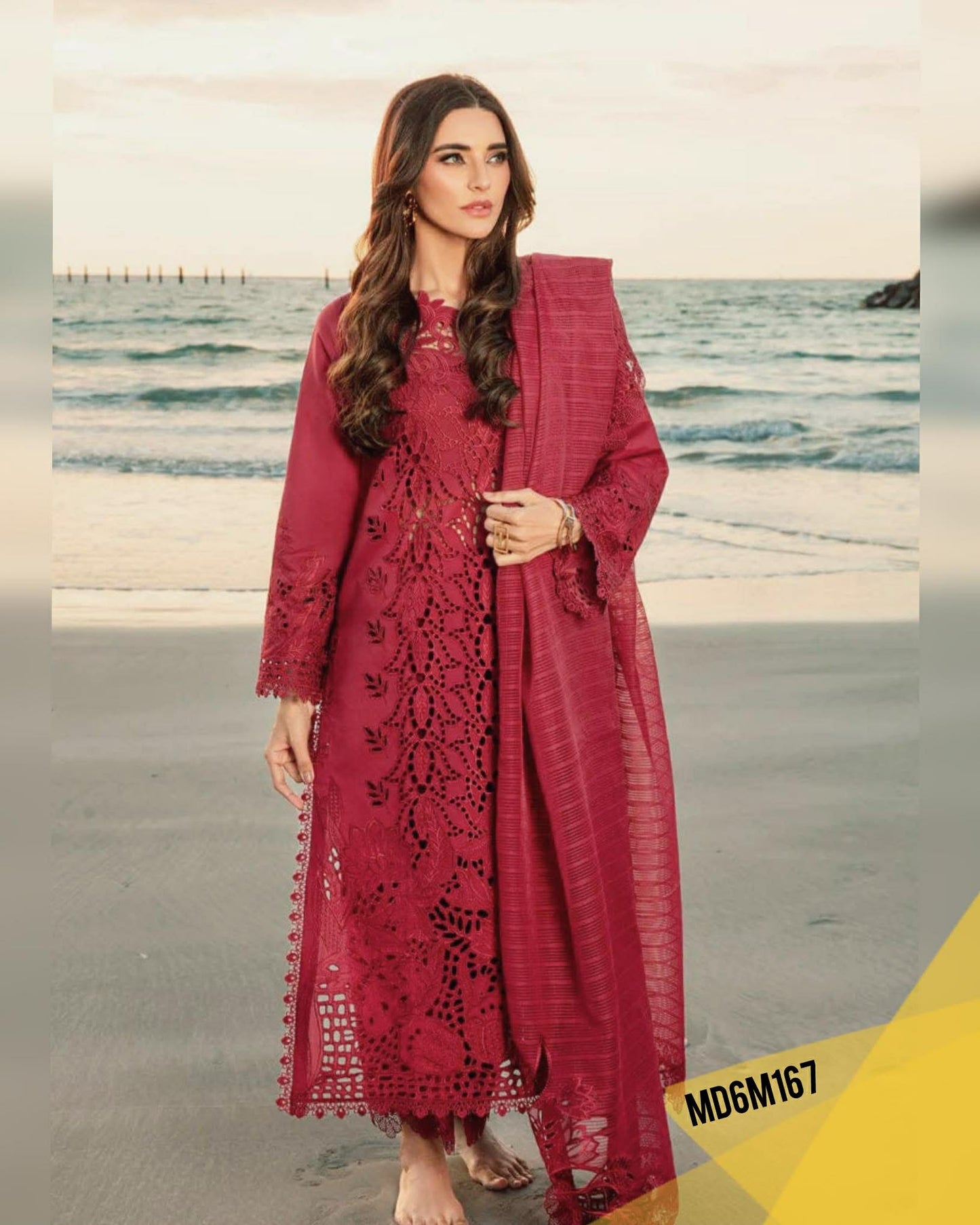 RANG RASIYA ALAYA MEHROON LAWN CHIKENKARI LACER WORK