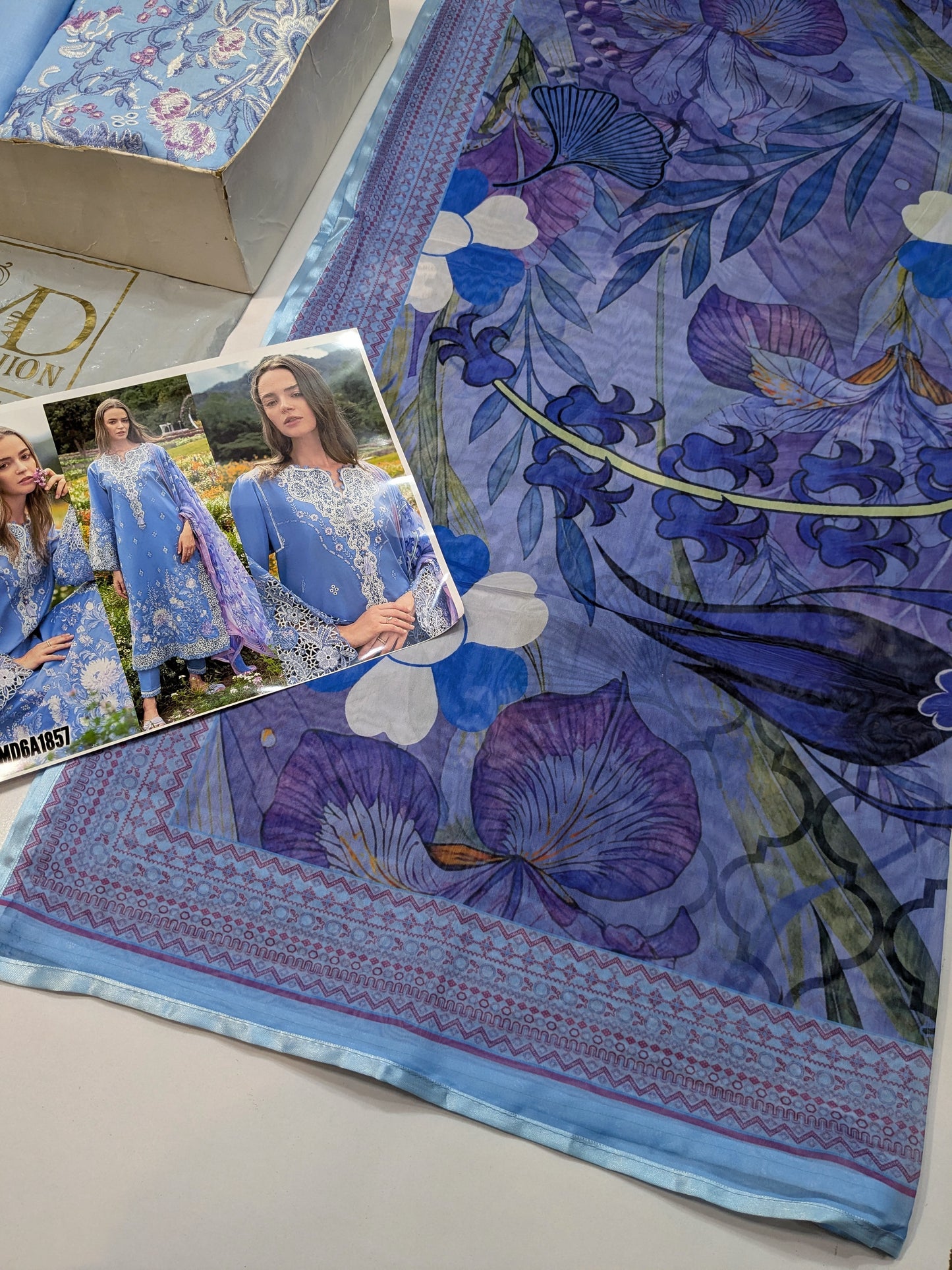 MUSHQ PERIWINKLE LUXURIOUS EMBROIDERED LAWN