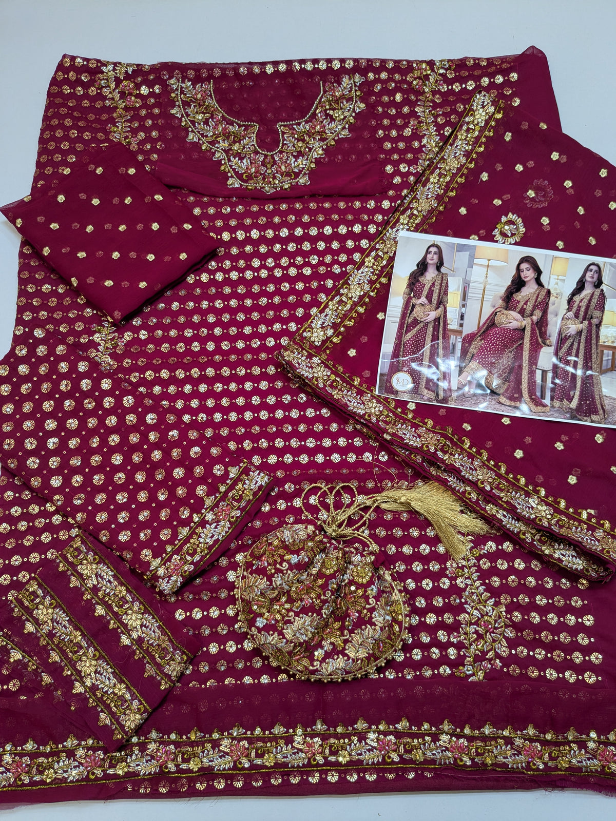 Haris Shakeel Inspired Shocking Pink Bridal Chiffon