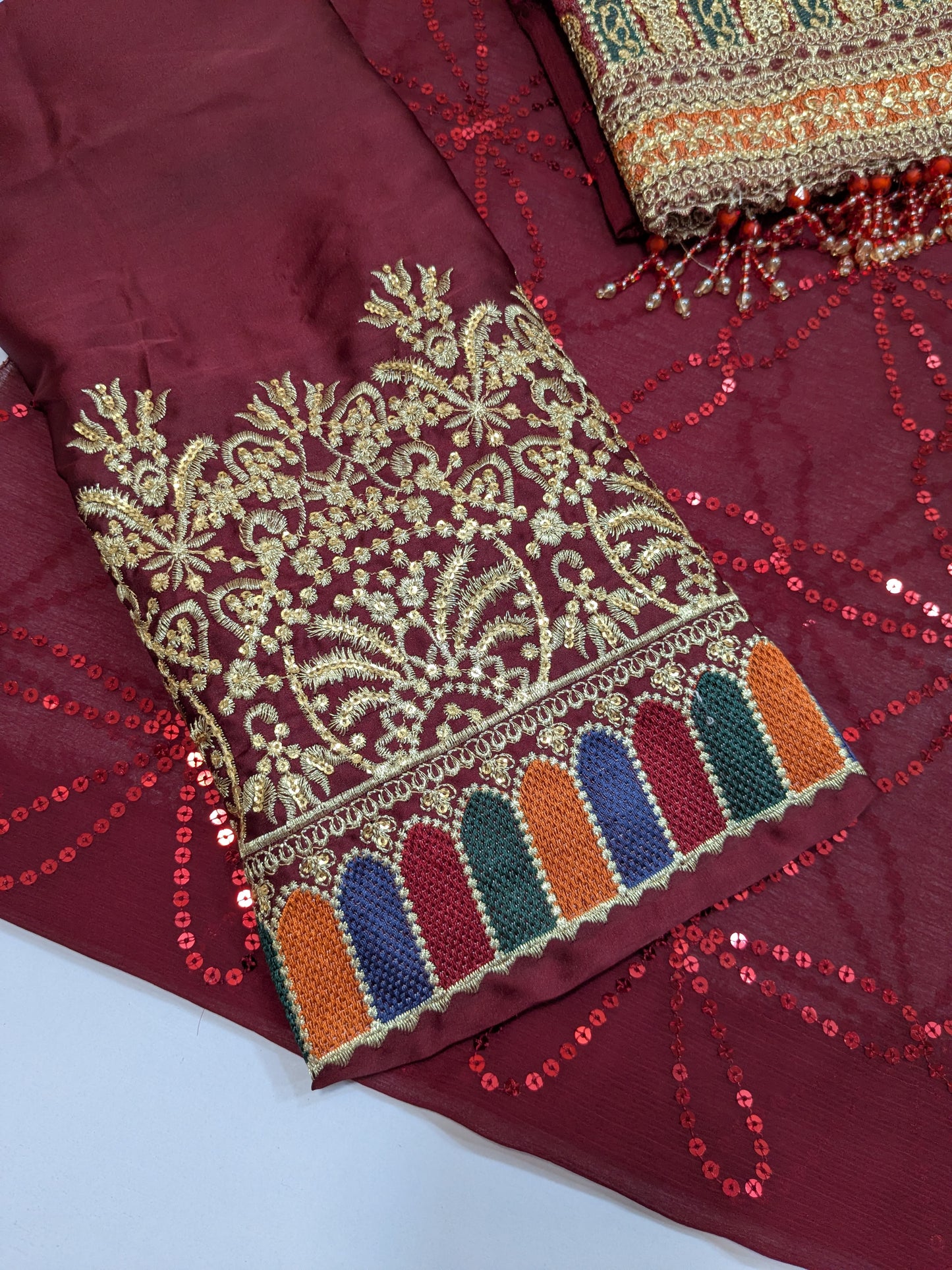 JAZMIN FANCY EMBROIDERED RUBY DRESS