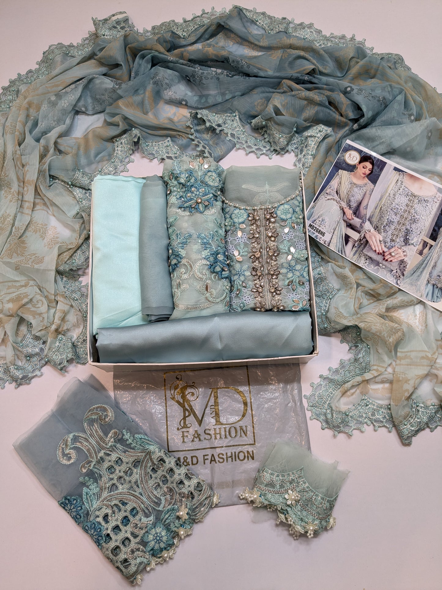 Maria B INSPIRED Sky Blue Formal CHIFFON
